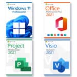 Microsoft Windows 11 Pro + Microsoft Office 2021 Pro Plus + Microsoft Project 2021 Pro + Microsoft Visio 2021 Standard Licencia para 3PC