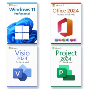 Microsoft Windows 11 Professional + Microsoft Project 2024 Professional + Microsoft Office 2024 Professional + Microsoft Visio 2024 Professional Licencia para 3 PC